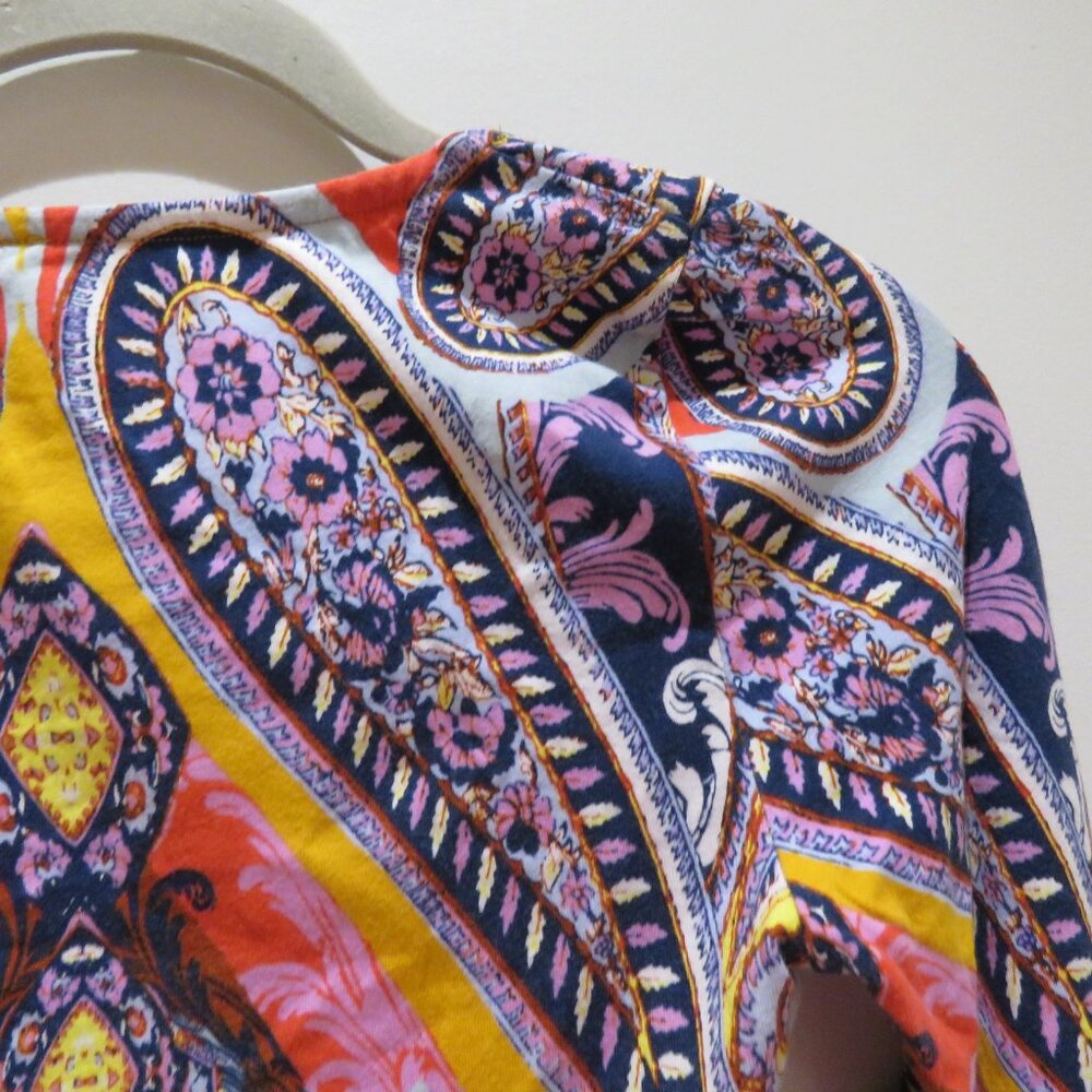 FREE PEOPLE Pick A Place Lace Up Paisley Bodysuit Stretch Boho Multicolor XS - Picture 13 of 15